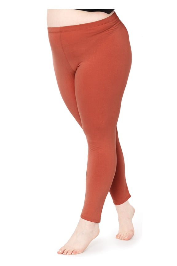Stretch Is Comfort Women Polyester Plus Size Leggings Rust X-Large