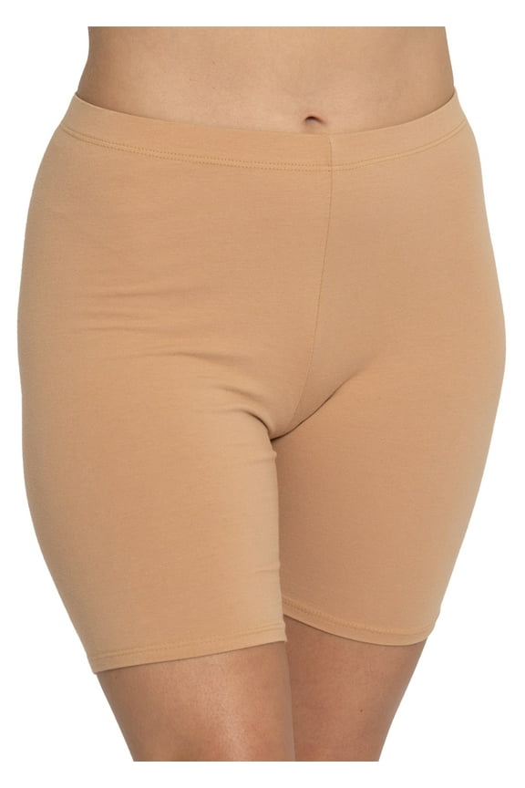 Women's Cotton Biker Shorts Beige Small