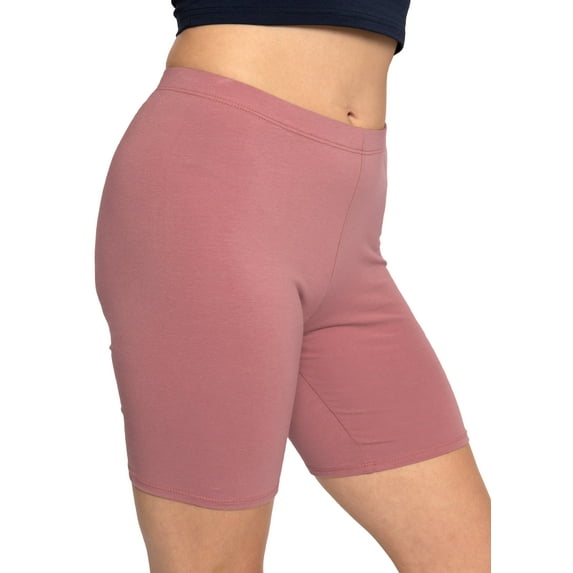 Stretch Is Comfort Women's Cotton Biker Shorts Dark Mauve Small