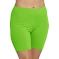 thumbnail image 1 of Stretch Is Comfort Women's Cotton Biker Shorts Lime Green Small, 1 of 6