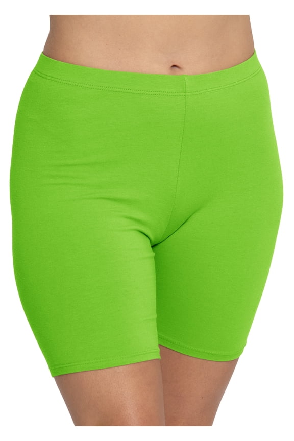 Women's Cotton Biker Shorts Lime Green Small