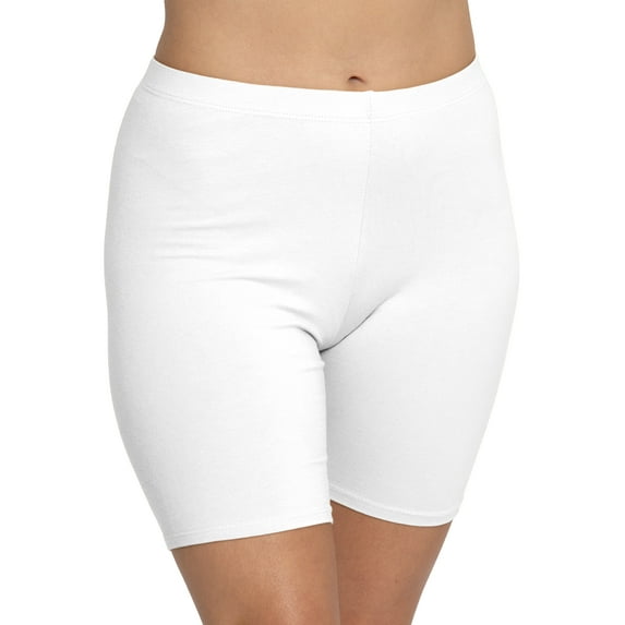 Stretch Is Comfort Women's Cotton Biker Shorts White Medium