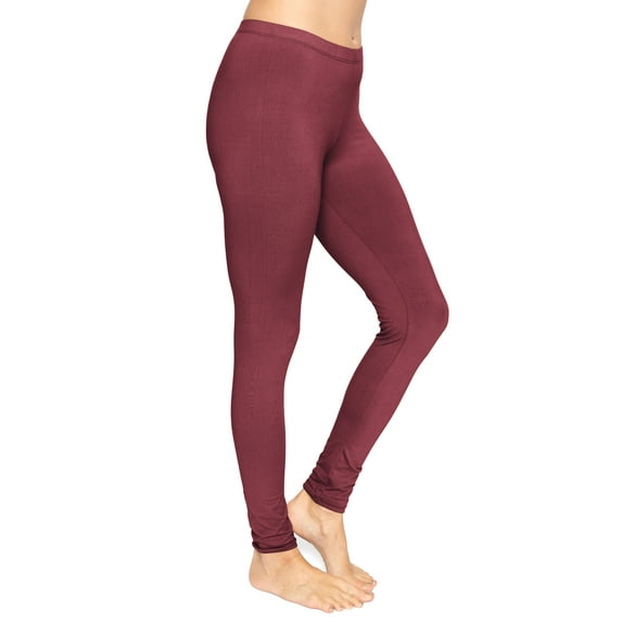 Stretch Is Comfort Women's Cotton Full Length Leggings Burgundy 3X