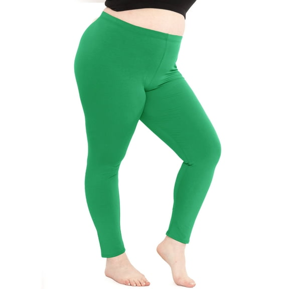 Stretch Is Comfort Women's Cotton Full Length Leggings Kelly Green 3X
