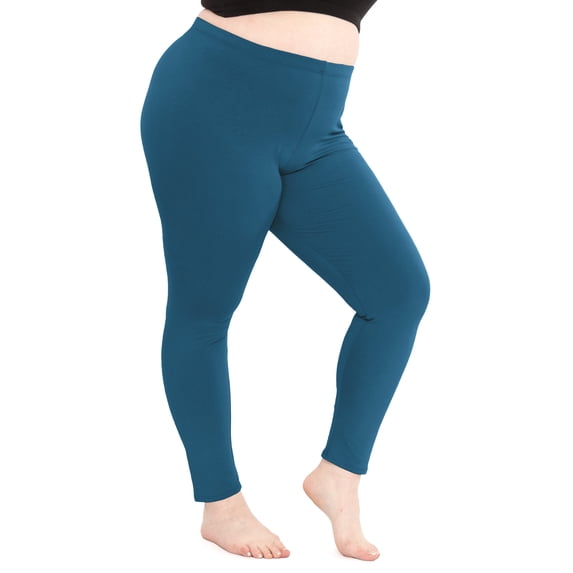 Stretch Is Comfort Women's Cotton Full Length Leggings Teal 6X