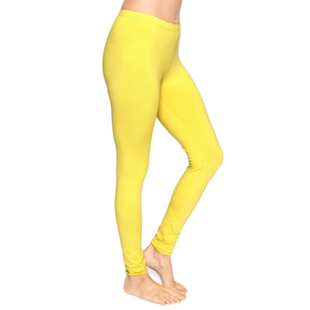 Stretch Is Comfort Women's Cotton Full Length Leggings Yellow X-Large