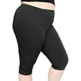 thumbnail image 1 of Stretch Is Comfort Women's Cotton Knee Length Leggings Black 3X, 1 of 6