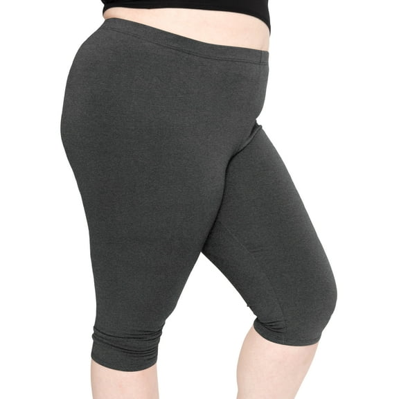 Stretch Is Comfort Women's Polyester Plus Size Knee Length Leggings Charcoal Gray X-Large