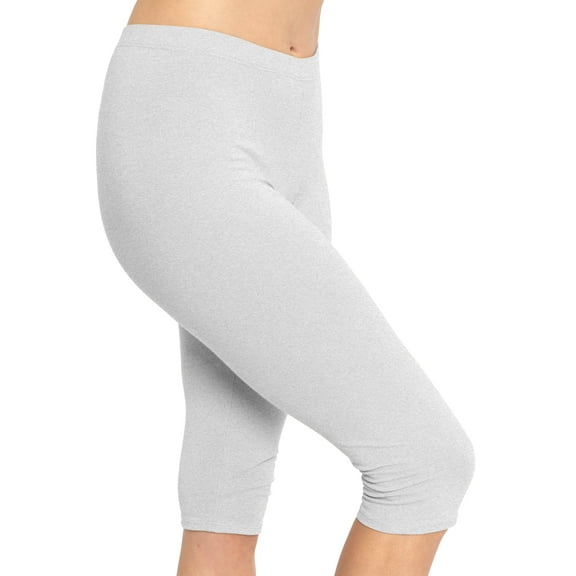 Stretch Is Comfort Women's Cotton Knee Length Leggings Heather Gray Large