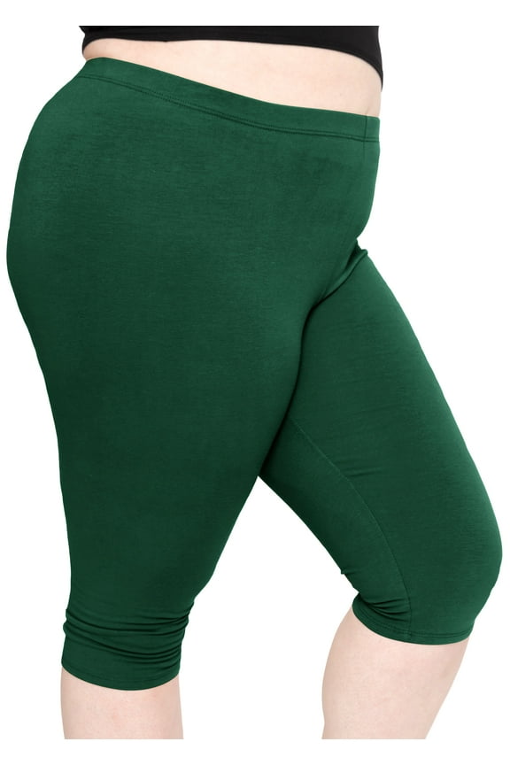 Women's Cotton Knee Length Leggings Hunter Green X-Large