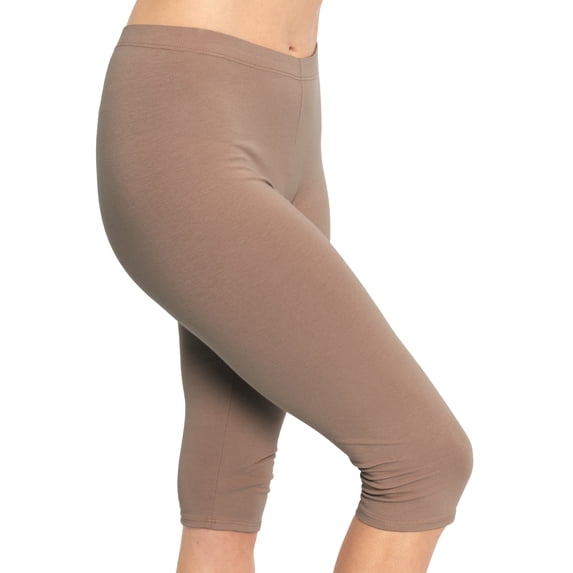Stretch Is Comfort Women's Cotton Knee Length Leggings Mocha 2X