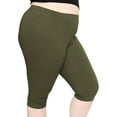 thumbnail image 1 of Stretch Is Comfort Women's Cotton Knee Length Leggings Olive Green 2X, 1 of 6