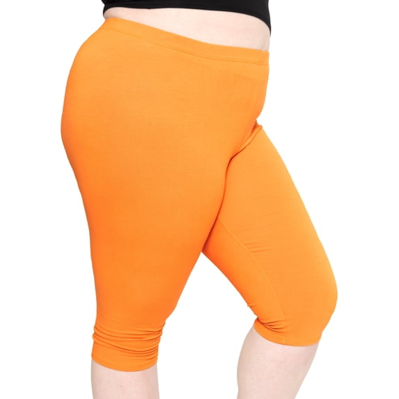 Stretch Is Comfort Women's Cotton Knee Length Leggings Orange X-Large