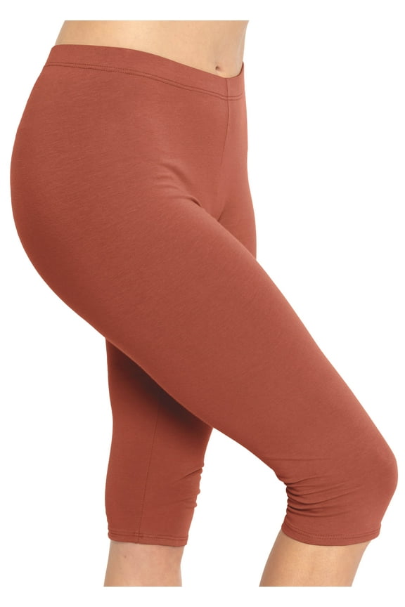 Women's Cotton Knee Length Leggings Rust 2X