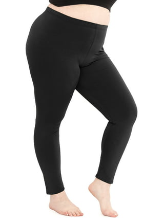 Womens Black Leggings Plus Size Spandex Curvy Pants Solid New Soft 
