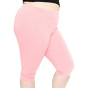 Stretch Is Comfort Women's Cotton Knee Length Leggings Light Pink 2X