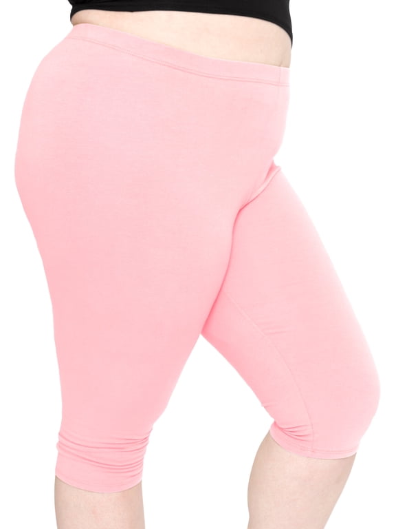 Women's Cotton Knee Length Leggings Light Pink 2X