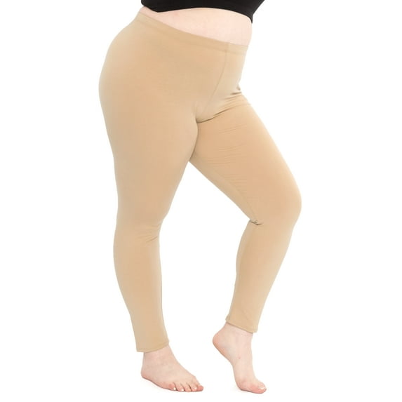 Stretch Is Comfort Women's Cotton/Spandex Plus Size Leggings Beige 7X