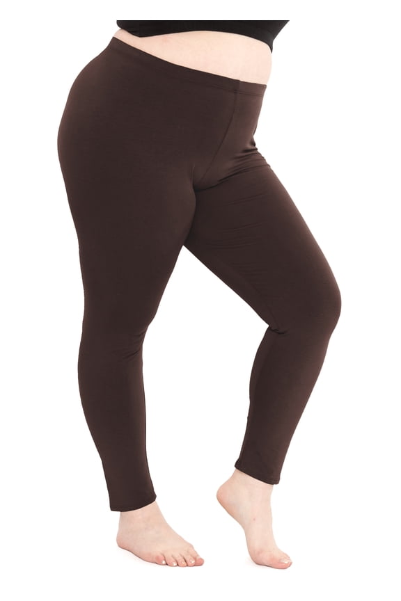 Women's Cotton Full Length Leggings Brown 2X