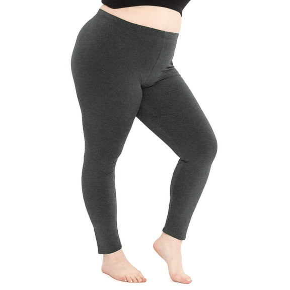 Stretch Is Comfort Women's Cotton/Spandex Plus Size Leggings Charcoal Gray 3X