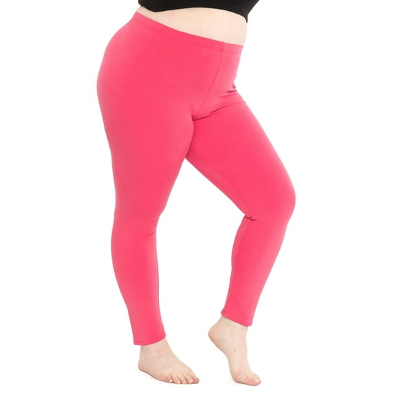 Stretch Is Comfort Women's Cotton/Spandex Plus Size Leggings Hot Pink 2X