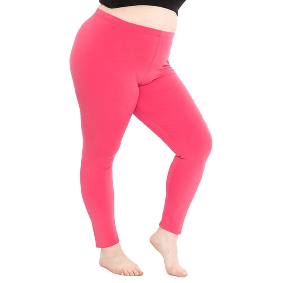 Stretch Is Comfort Women's Cotton Full Length Leggings Hot Pink 4X