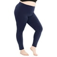 thumbnail image 1 of Stretch Is Comfort Women's Cotton/Spandex Plus Size Leggings Navy Blue 3X, 1 of 6