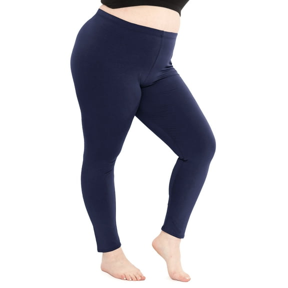 Stretch Is Comfort Women's Cotton/Spandex Plus Size Leggings Navy Blue 5X