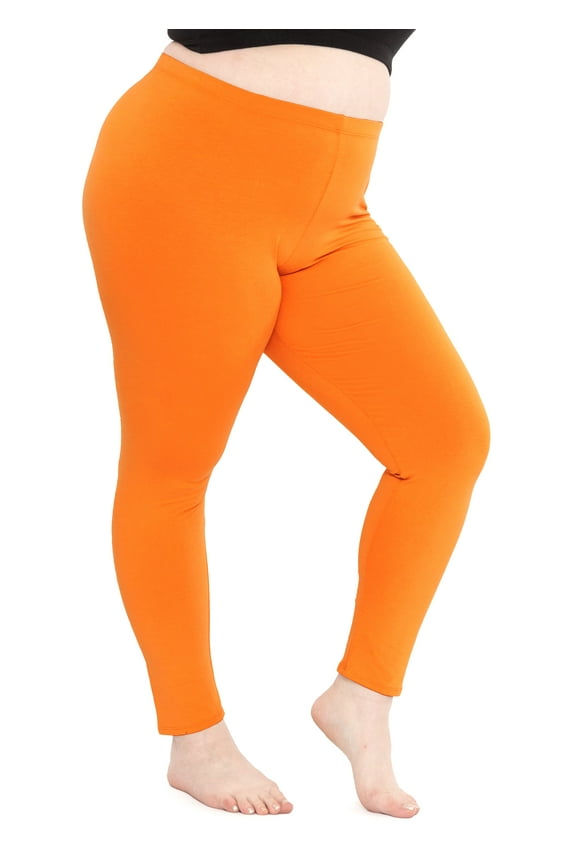 Women's Cotton/Spandex Plus Size Leggings Orange X-Large
