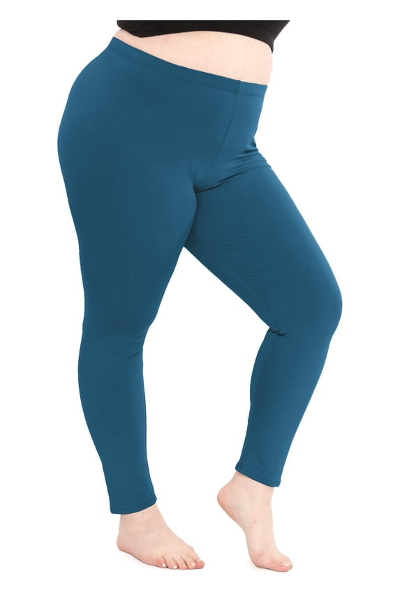 Women's Cotton Full Length Leggings Teal 2X