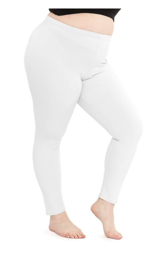 Women's Cotton/Spandex Plus Size Leggings White X-Large