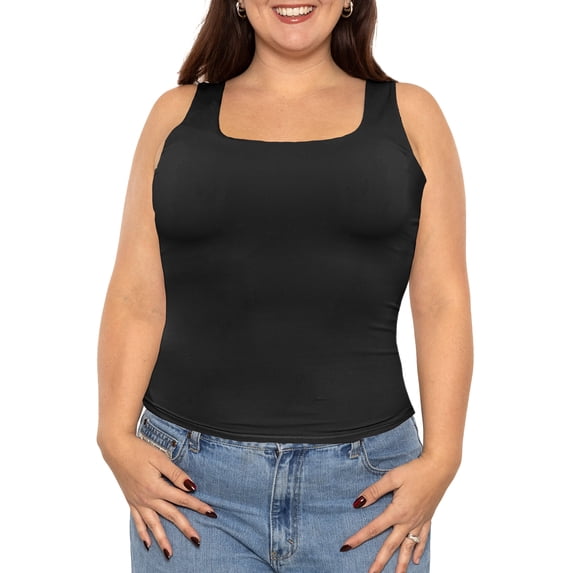 Stretch Is Comfort Women's Double Layer Tank Top Black 3X