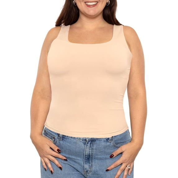 Stretch Is Comfort Women's Double Layer Tank Top Cream Large