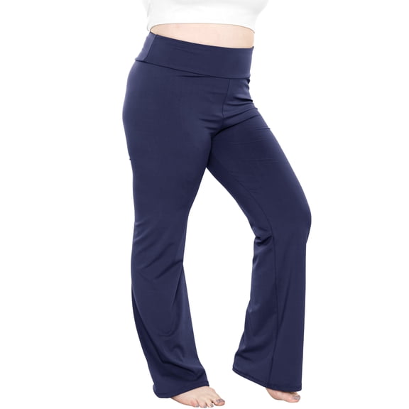 Stretch Is Comfort Women's High Waist Yoga Pants Peached Navy Blue 3X