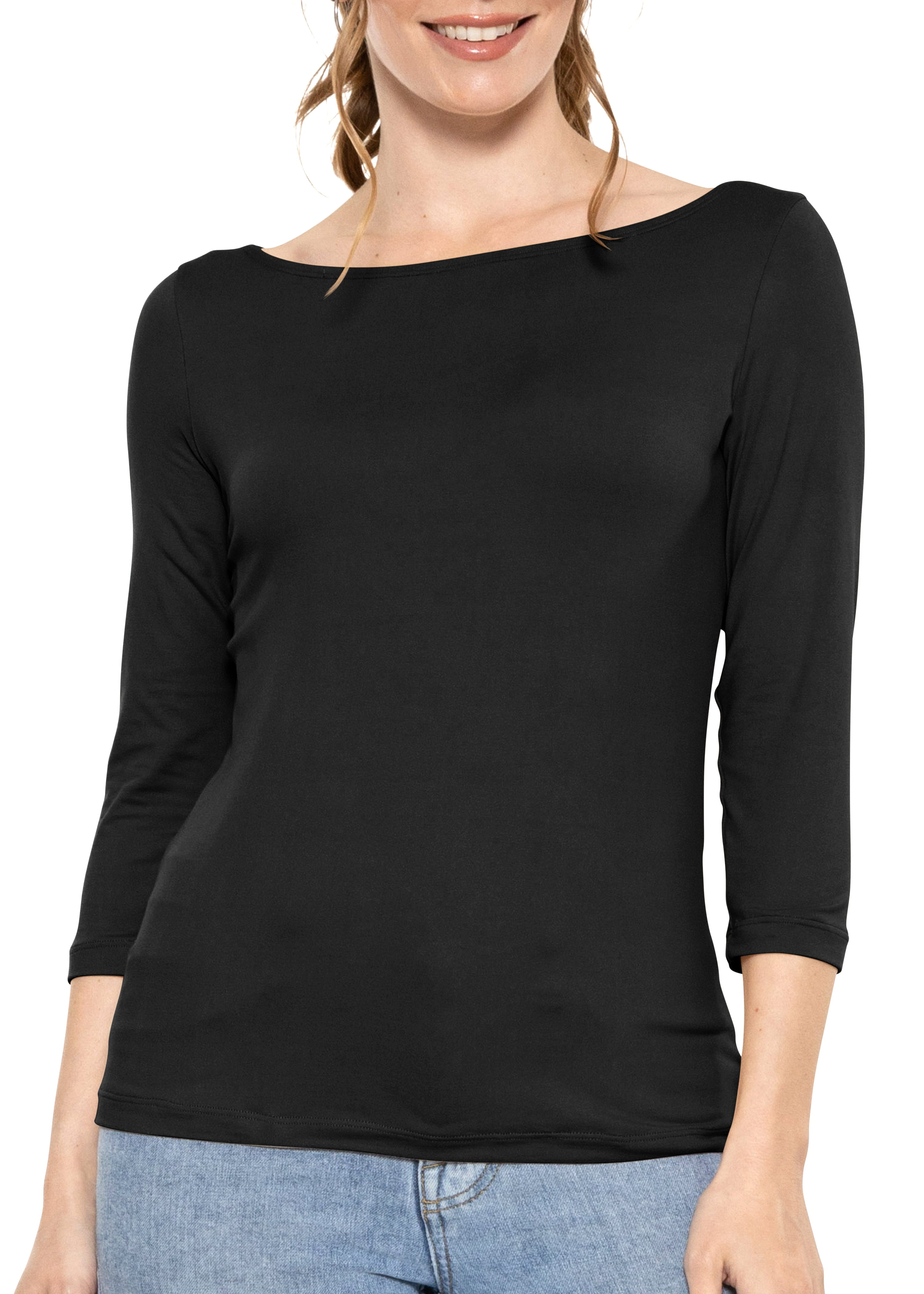 Stretch Is Comfort Women's Oh So Soft 3/4 Sleeve Boat Neck Top