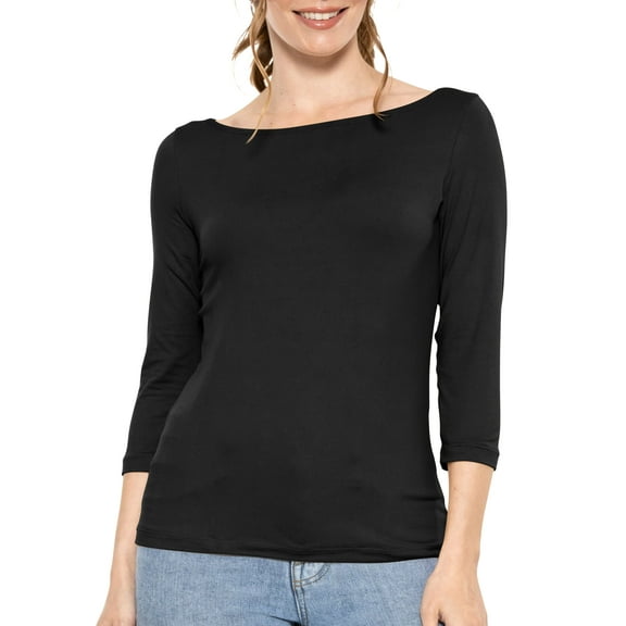 Stretch Is Comfort Women's Oh So Soft 3/4 Sleeve Boat Neck Top| Adult Small- 3x