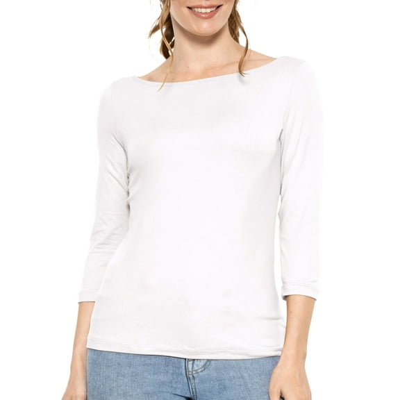 Stretch Is Comfort Women's Oh So Soft 3/4 Sleeve Boat Neck Top| Adult Small- 3x