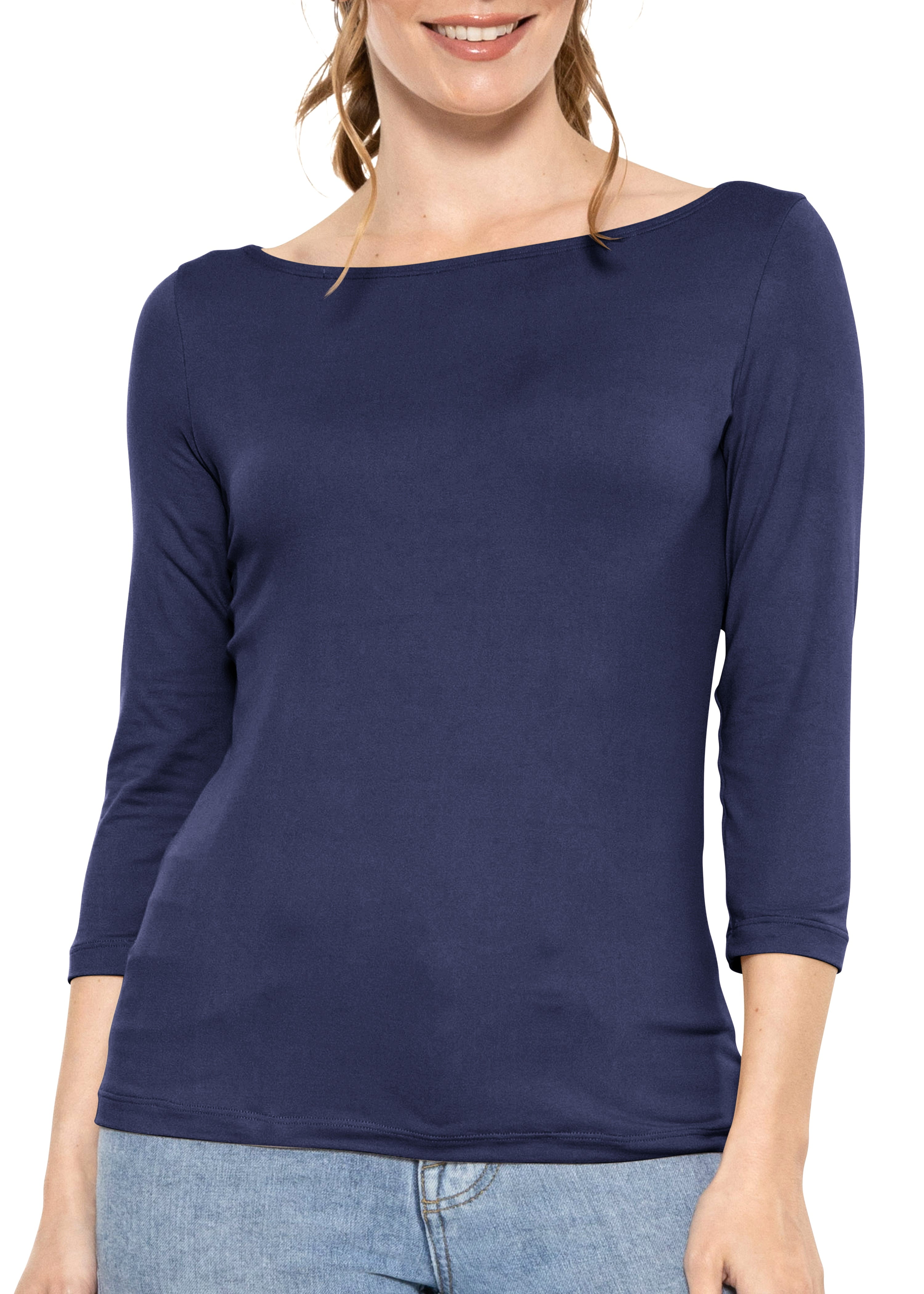 Stretch Is Comfort Women's Oh So Soft 3/4 Sleeve Boat Neck Top
