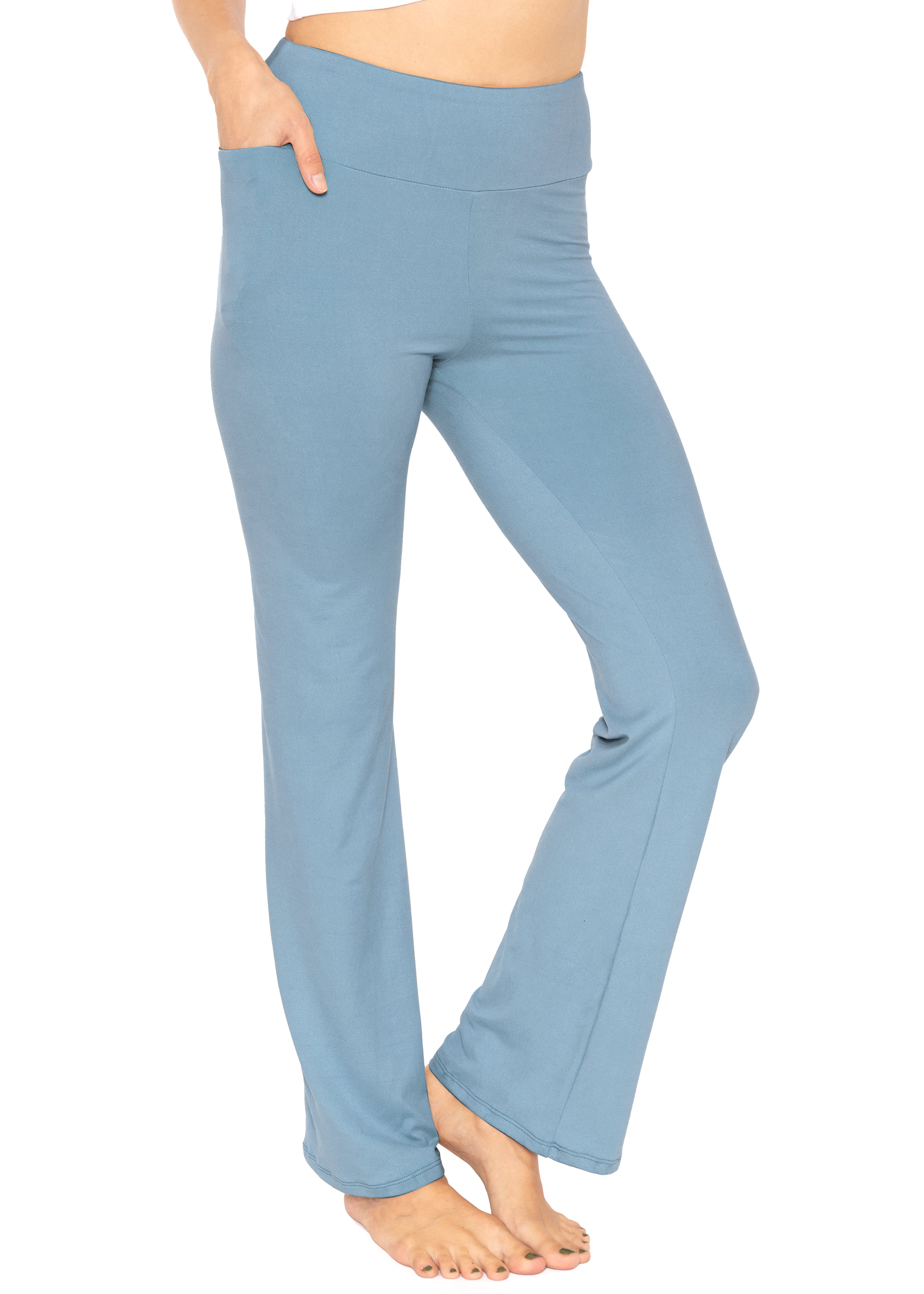 Women's Pants Solid Color Pocket Straight Tube Loose Stretch Yoga Pants ...