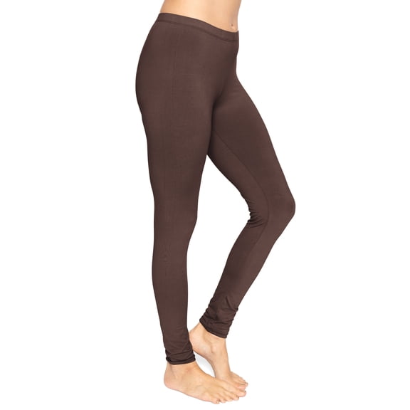 Stretch Is Comfort Women's Cotton Full Length Leggings Brown Large
