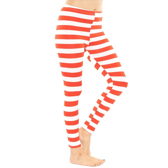 Stretch Is Comfort Women's Oh so Soft Leggings Red White Stripes Small