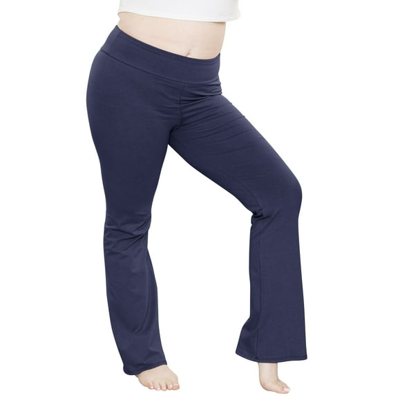 Stretch Is Comfort Women's Plus High Waist Cotton Bootcut Yoga Pants Navy Blue 4X