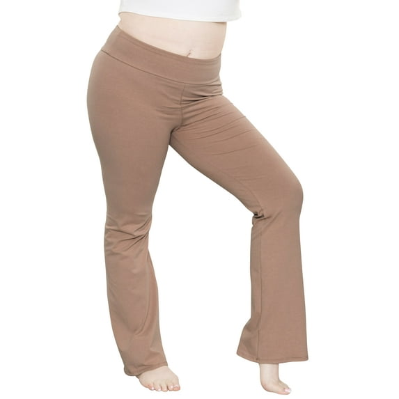 Stretch Is Comfort Women's Plus High Waist Cotton Bootcut Yoga Pants Mocha 6X