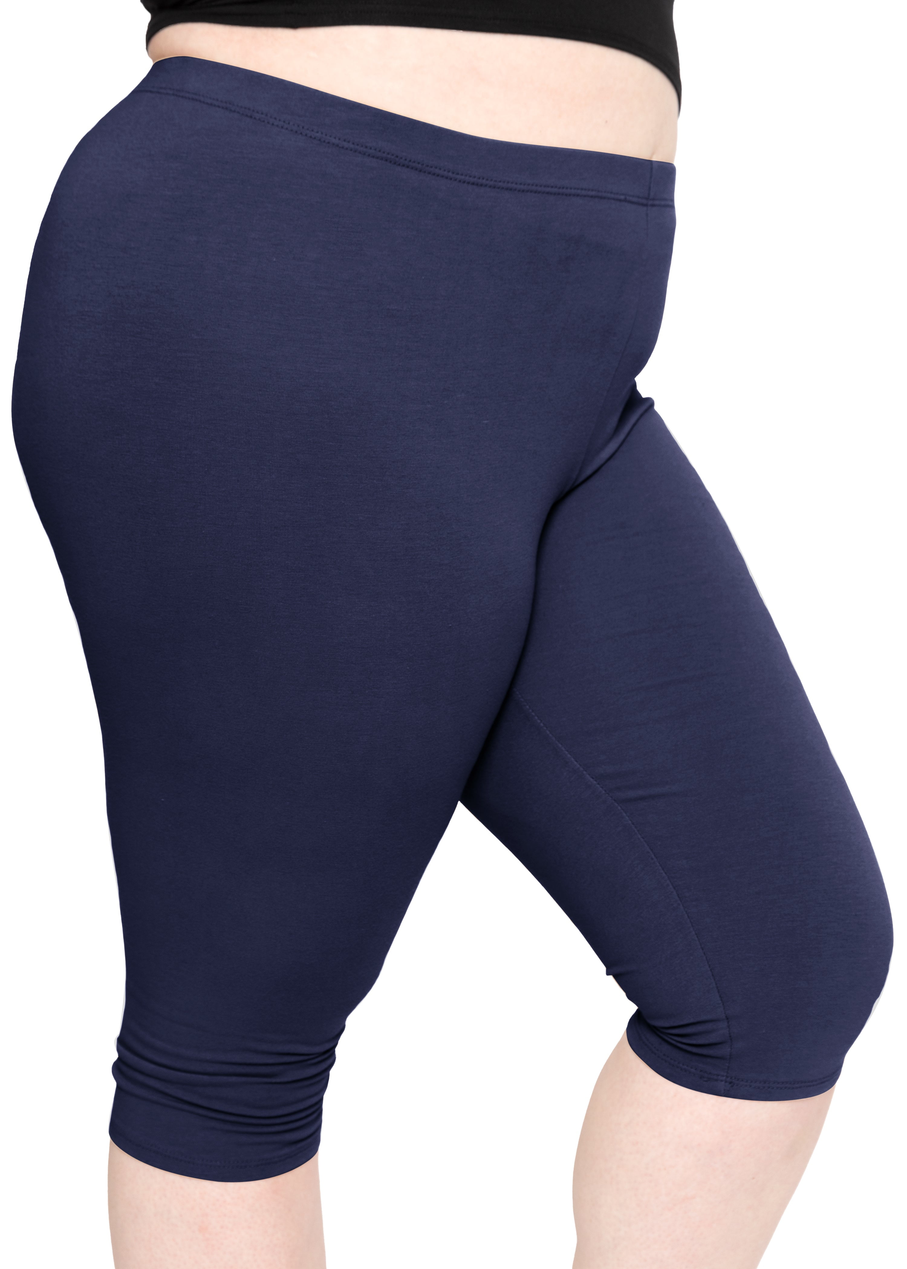 Stretch Is Comfort Women's Cotton Plus Size Knee-Length Leggings| Adult  Xlarge- 7x