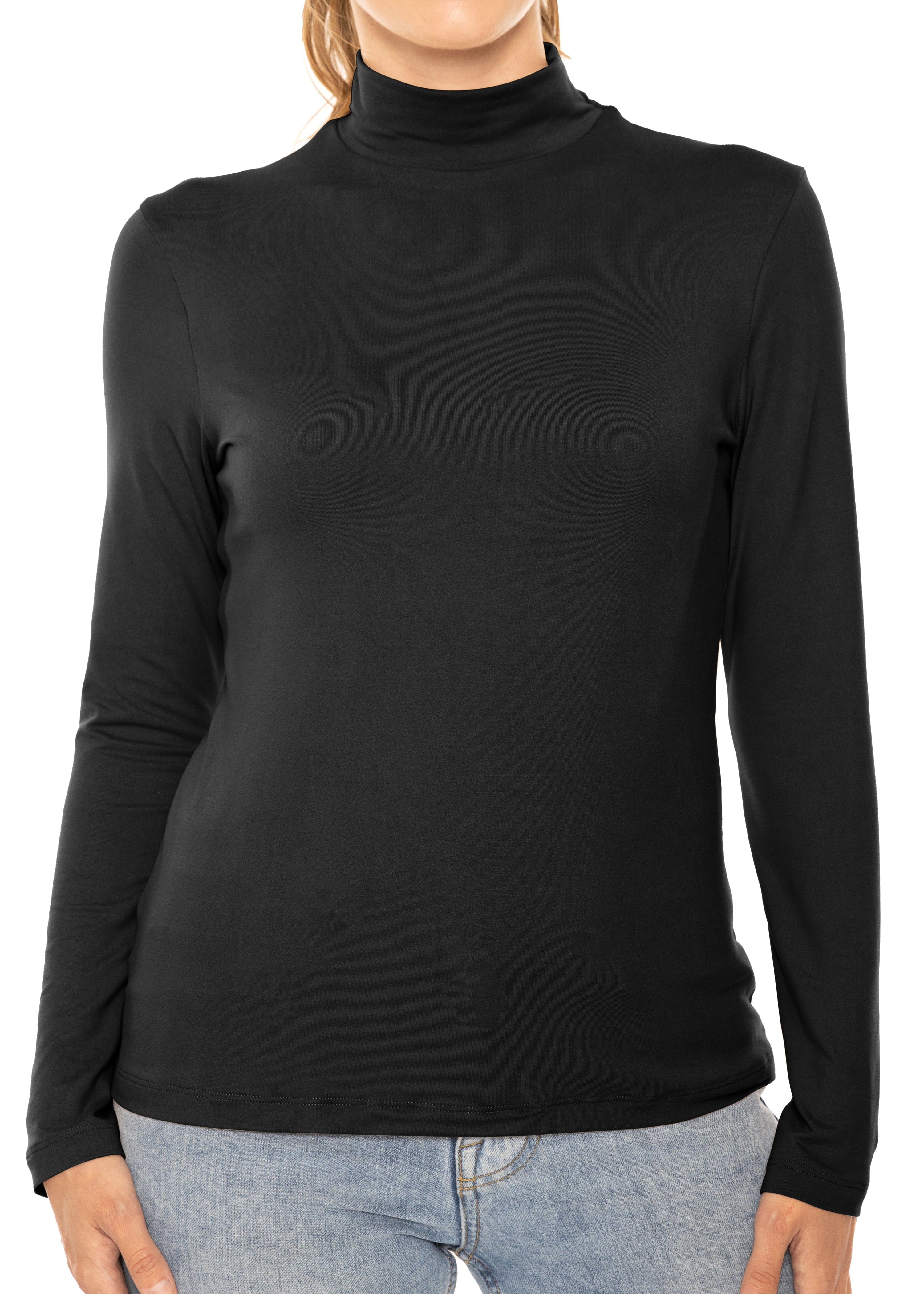 Women's Plus Long Sleeves Mock Neck Tie Back Rib Top main image 1