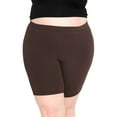 thumbnail image 1 of Stretch Is Comfort Women's Plus Size Cotton Biker Shorts Brown 2X, 1 of 6