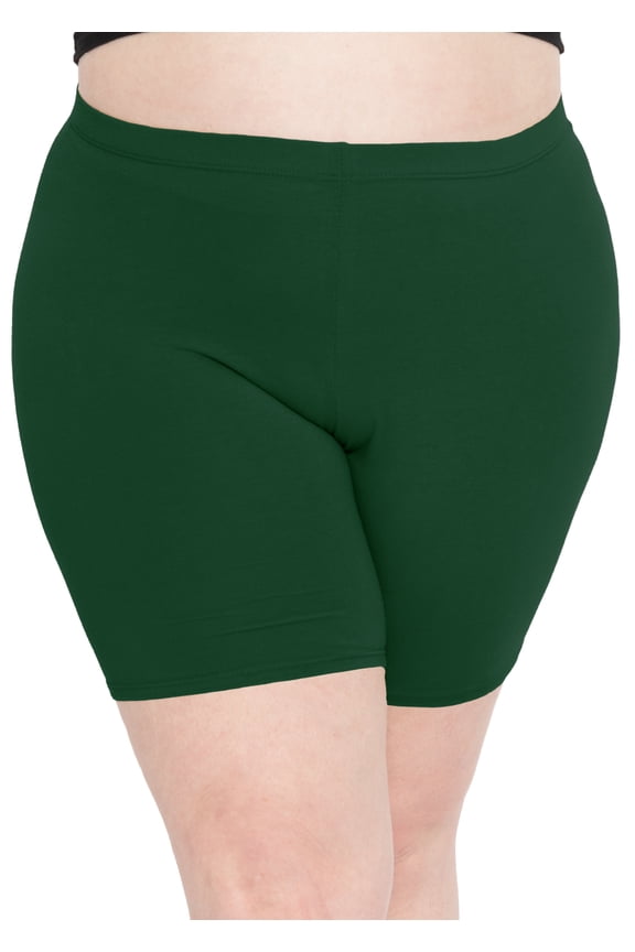 Women's Plus Size Cotton Biker Shorts Hunter Green 3X