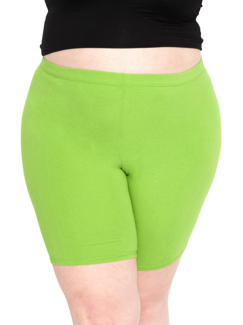 Stretch Is Comfort Women's Plus Size Cotton Biker Shorts Lime
