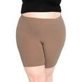thumbnail image 1 of Stretch Is Comfort Women's Plus Size Cotton Biker Shorts Mocha X-Large, 1 of 6