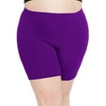 thumbnail image 1 of Stretch Is Comfort Women's Plus Size Cotton Biker Shorts Purple 4X, 1 of 6